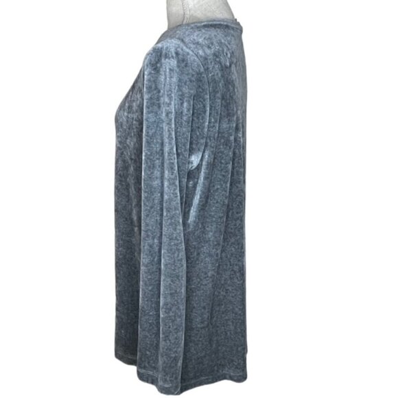 PURE JILL Gray Boat Neck Velour Tunic Top - Size Medium - Picture 3 of 9